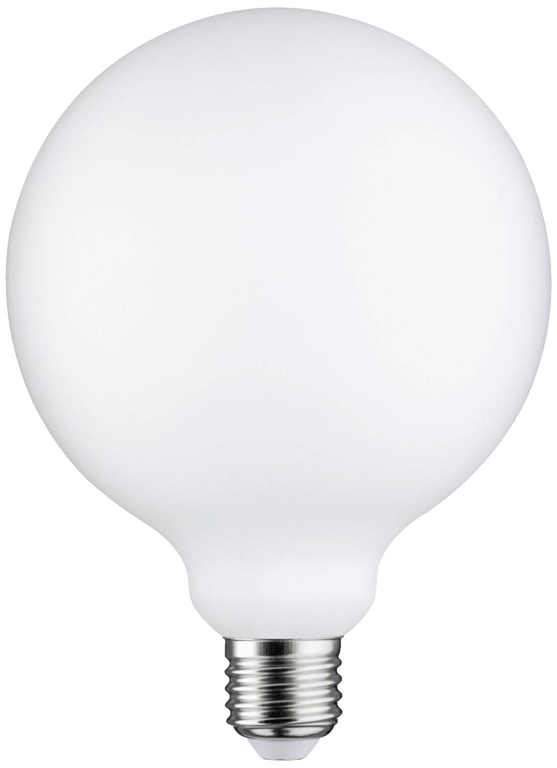 Une ampoule blanche à vis E27, présentée verticalement, sur un fond neutre.