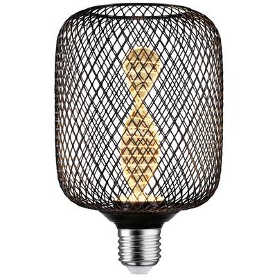 Une ampoule noire à grille métallique avec un filament spiralé à l'intérieur. Elle confère un look industriel.