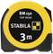 Ruban à mesurer jaune avec boîtier noir portant l'inscription 'STABILA BM 150 TOP READ 3 m'.