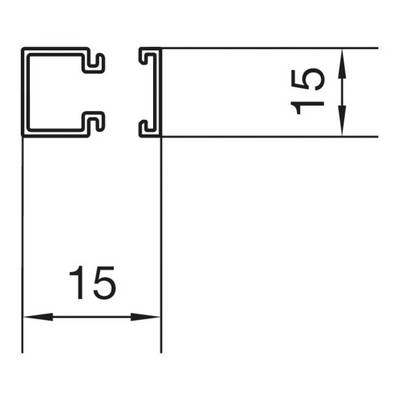 Un diagramme présente un profil en L avec deux côtés de 15 mm de long. La représentation visualise les dimensions du profil.
