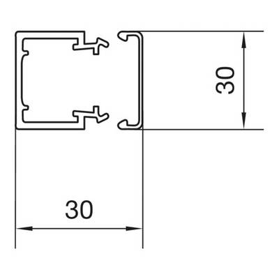 Représentation schématique d'une coupe transversale avec deux indications de longueur : les côtés du carré intérieur mesurent chacun 30 mm.