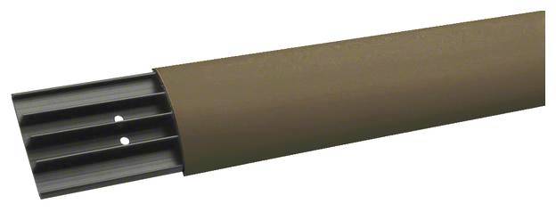 Un tube de protection en plastique marron avec une structure intérieure noire, qui enveloppe et protège des pièces mécaniques ou des câbles.
