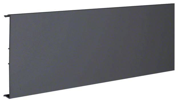 Un panneau rectangulaire gris, probablement en métal, utilisé comme cache-lumière pour des armoires ou d'autres meubles.