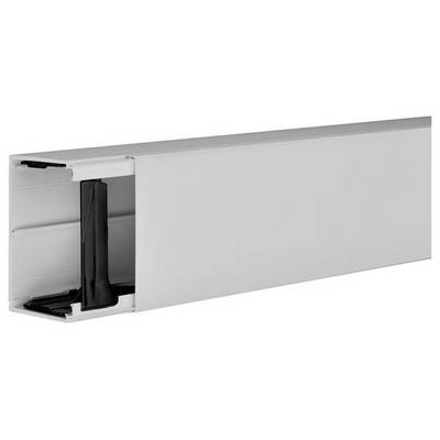 Un goulotte rectangulaire blanche avec une ouverture latérale présente un joint intérieur noir et flexible.