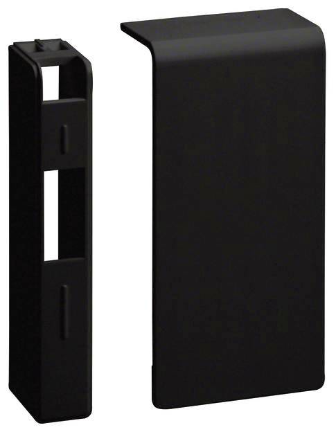 Support mural noir, rectangulaire pour douche avec plaque de couverture étroite amovible, ouvert sur la gauche, pour une installation facile.