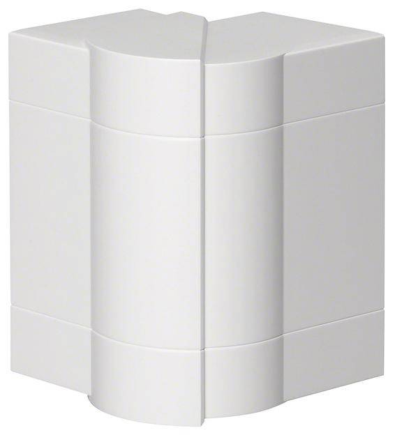 Un récipient blanc rectangulaire aux bords lisses et arrondis. Adapté pour le rangement dans les coins, au design moderne.