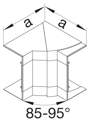 Diagramme d'un élément d'angle avec indication d'angle de 85-95 degrés. Les deux côtés de l'élément d'angle sont marqués 'a'.