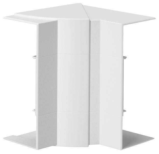 Un objet blanc hexagonal avec des reliefs ailés qui évoque un meuble de design moderne.
