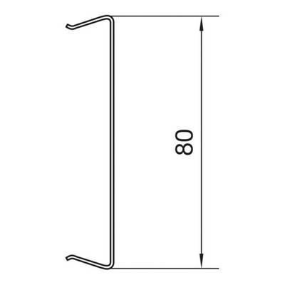 Diagramme d'une attache métallique d'une hauteur de 80 mm.