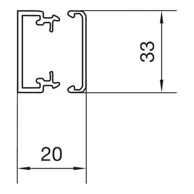 Coupe transversale d'un profilé en aluminium avec des dimensions de 20 mm de largeur et 33 mm de hauteur.