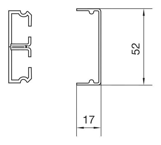 Coupe transversale d'un profilé structural avec dimensions : hauteur 52 mm, largeur 17 mm.