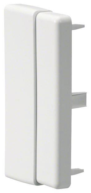 Une poignée en plastique blanche, étroite, aux angles arrondis et munie de deux pattes de fixation, adaptée à la pose sur des portes ou des armoires.