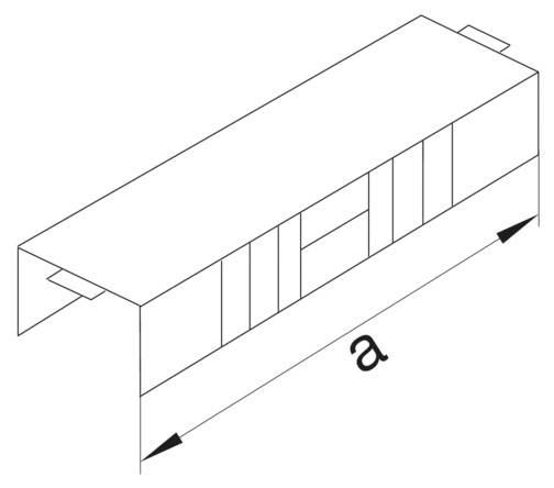 Dessin isométrique d'un composant portant l'annotation 'a'. Une languette est située en haut, en saillie vers la gauche. Le composant présente plusieurs cavités.