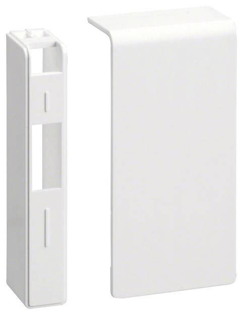 Deux supports en plastique blanc, l'un avec une ouverture rectangulaire au centre, l'autre fermé. Ils servent de couvercles ou de cache-poussière.