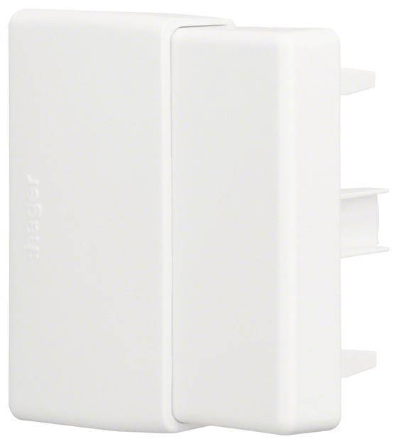 Un cache en plastique blanc pour une ligne électrique ou une prise, probablement utilisé pour couvrir et sécuriser les connexions de câbles.