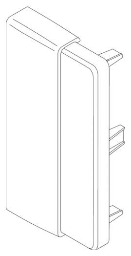 Dessin isométrique d'un boîtier rectangulaire avec des nervures latérales, probablement un composant technique ou un élément de boîtier.