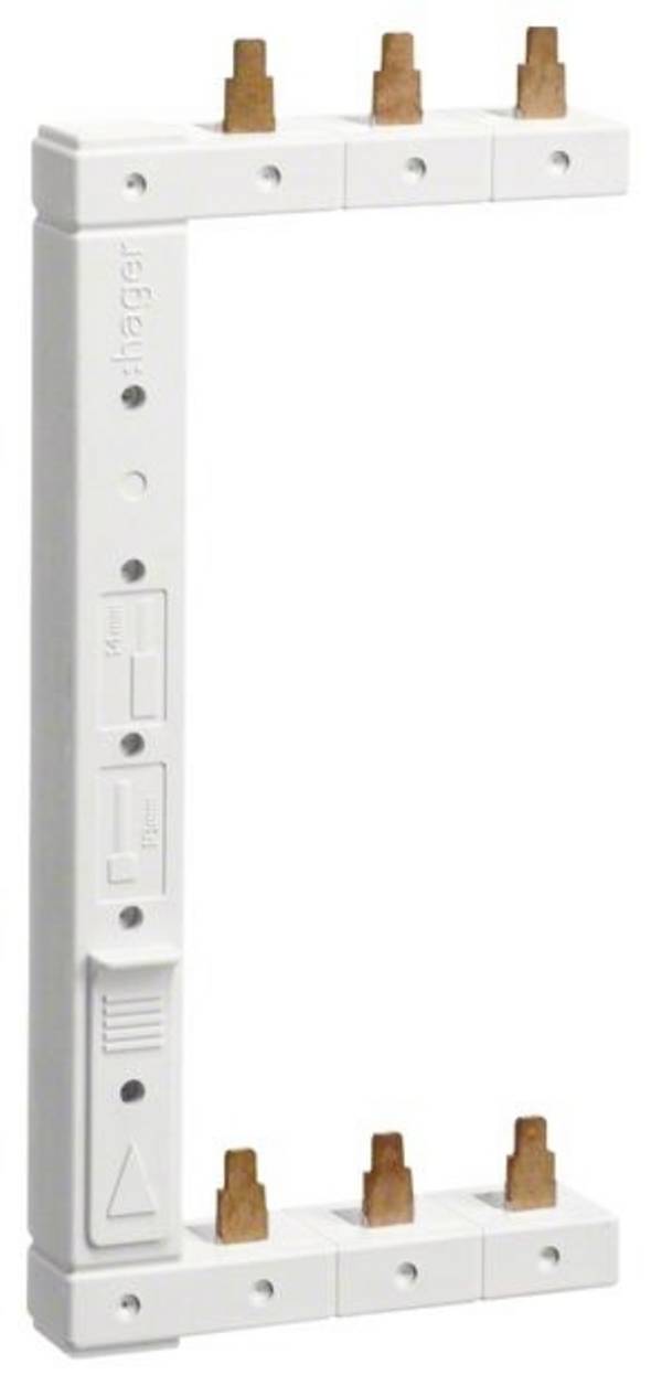 Hager KCL363L Rail de phase 3 pôles 2 rangées 125 mm, gauche, Hager KCL363L, vertical Rail de phase   marron, bleu 3 pôles       1 pc(s)