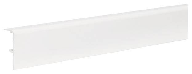 Plinthe blanche en plastique, vue latérale.