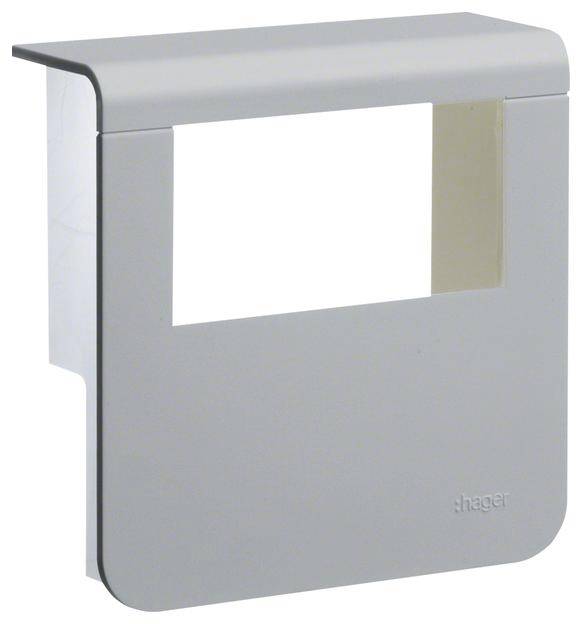 Un composant en plastique gris avec une ouverture rectangulaire et un bord arrondi, utilisé pour les installations électriques.