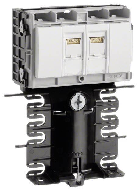 Élément de commutation double avec support de montage noir et vis de fixation centrale, adapté aux installations électriques.