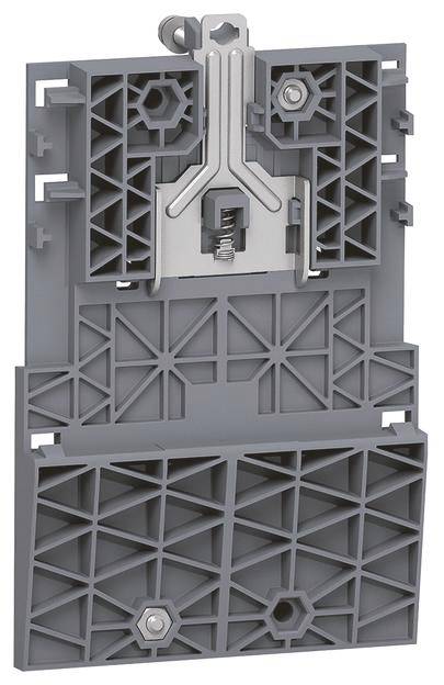 Pièce mécanique grise avec un design de grille complexe et des connexions à vis, probablement partie intégrante d'un système technique plus large.