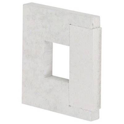 Plaque carrée blanche avec découpe carrée centrale, utilisée pour les installations d'interrupteurs électriques ou de prises de courant.