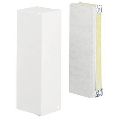 Deux plaques de construction rectangulaires, une fermée et une seconde montrant les couches d'isolation et la structure interne.