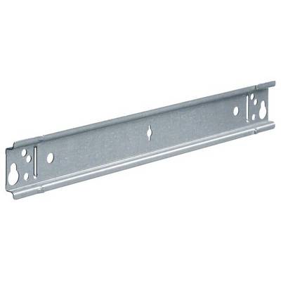 Rail métallique de forme allongée avec plusieurs trous ronds et claviculaires. Souvent utilisé comme support ou fixation.