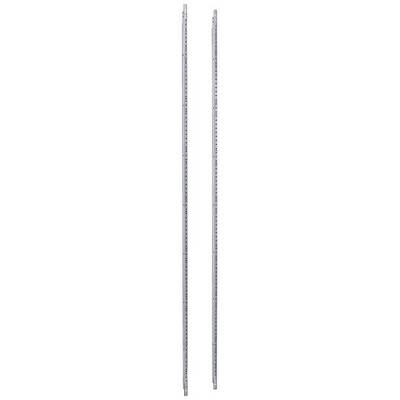 Deux tiges métalliques verticales avec des trous régulièrement espacés, potentiellement utilisables comme supports ou éléments pour des étagères.