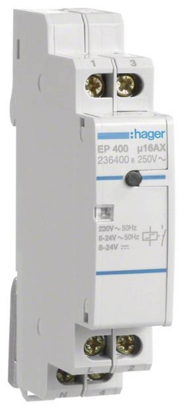 Télérupteur pour profilé Hager EP400 1 NO (T) 230 V/AC, 24 V/AC, 24 V/DC 16 A   1 pc(s)