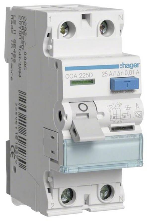 Hager CCA225D CCA225D Interrupteur différentiel  A   2 pôles 25 A 0.01 A 230 V