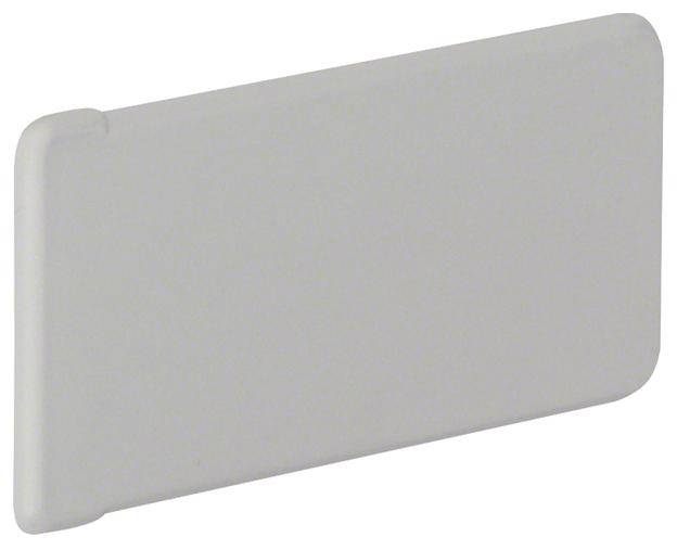 Une plaque rectangulaire grise aux bords arrondis, flottant devant un fond blanc.