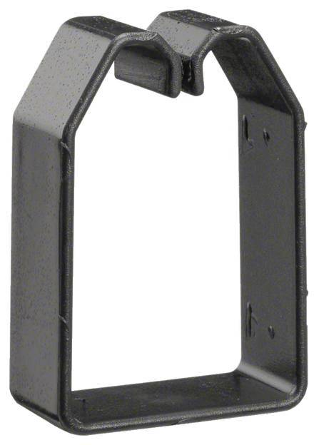 Un insert en plastique noir rectangulaire avec des ouvertures latérales, adapté pour guider ou maintenir des fils ou des câbles.