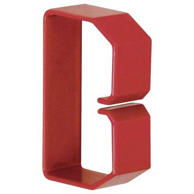 Un chiffre ou une lettre rouge, conçu de manière géométrique.
