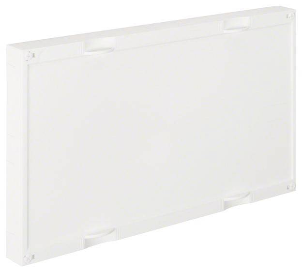 Un insert rectangulaire en plastique blanc avec des bords légèrement surélevés, probablement utilisé comme couvercle ou panneau.