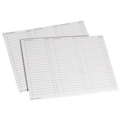 Deux piles de fiches cartonnées lignées avec des champs vides pour la date, le nom et la signature. Utilisées pour la documentation et la gestion.