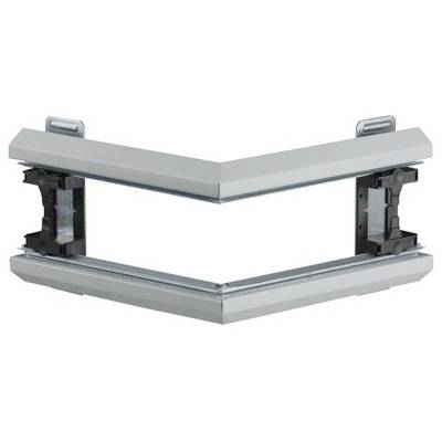 Une pièce métallique argentée en forme de V, dotée de deux supports sombres de chaque côté, probablement un composant d'un système de montage.