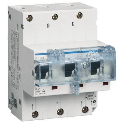 Un disjoncteur bipolaire blanc avec un capot bleu, utilisé pour protéger les circuits électriques.