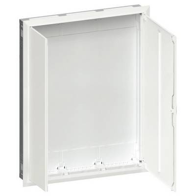 Un coffret de distribution sanitaire blanc ouvert à deux portes, adapté pour dissimuler les installations dans les murs.