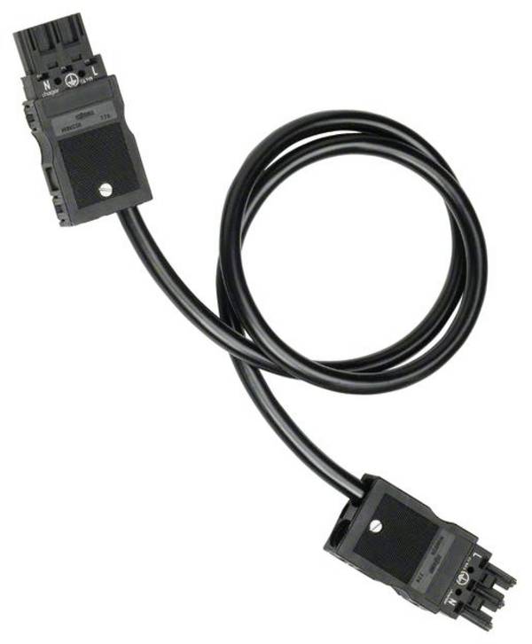 Hager Tehalit Câble de connexion Alimentation mâle - Alimentation femelle Nombre total de pôles: 2 + PE noir 0.60 m 1 pc(s) Piece
