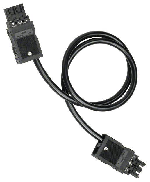 Câble de connexion électrique noir à deux connecteurs aux extrémités, adapté aux applications industrielles.