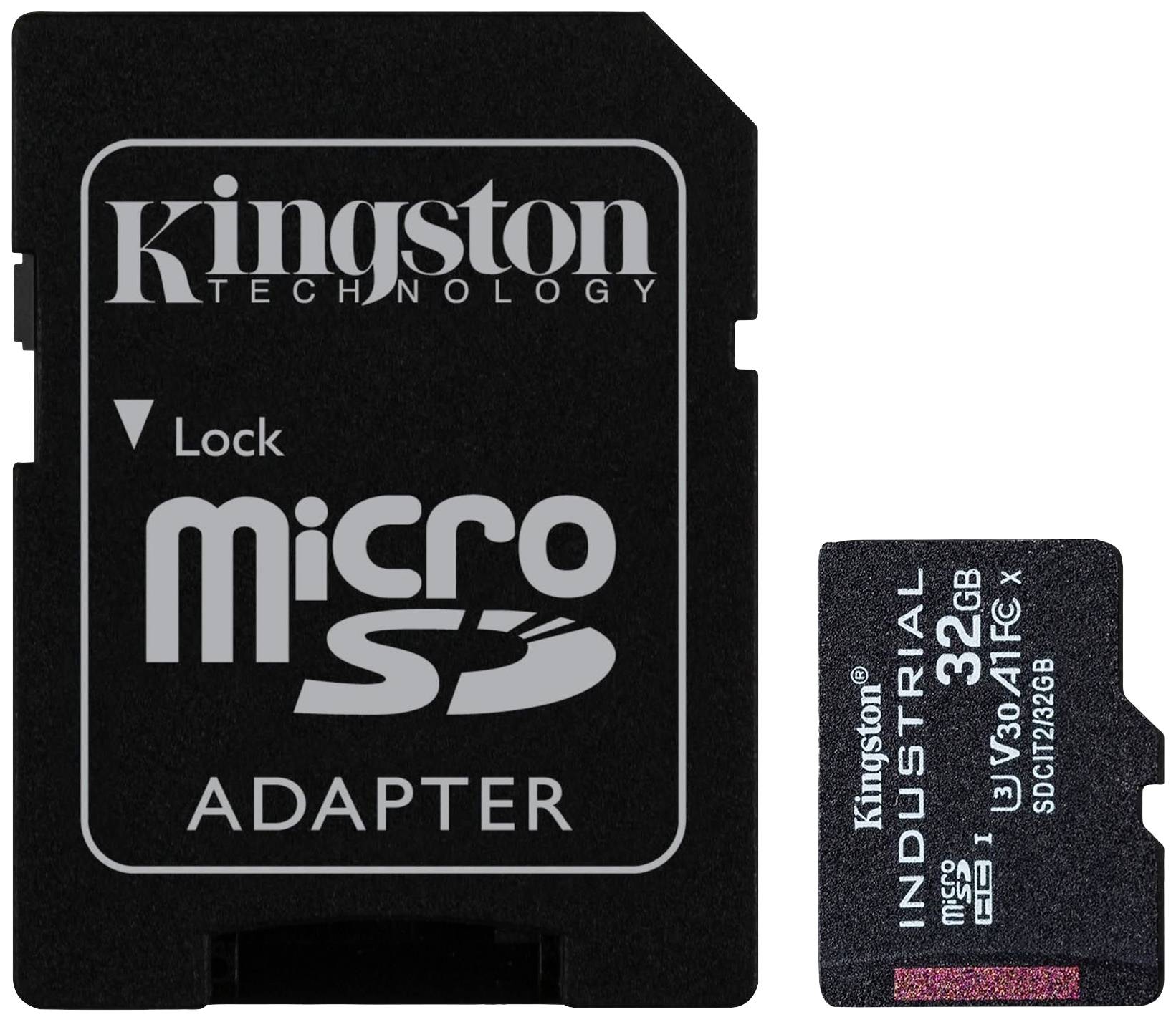 Kingston Industrial Carte miniSDHC 32 GB Class 10 UHS-I avec adaptateur SD