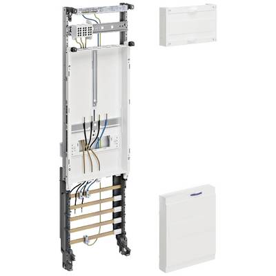 Système de gestion de câbles ouvert avec des câbles visibles et des plaques de couverture. Les composants principaux comprennent un armoire de distribution avec des emplacements ouverts.