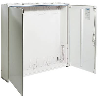 Armoire électrique vide avec deux portes ouvertes, prête pour l'installation de composants électriques.