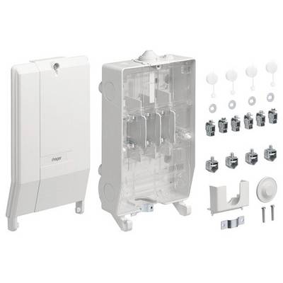 Coffret de distribution avec boîtier, éléments de fixation et accessoires, conçu pour les installations électriques, de Hager.