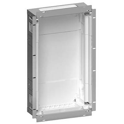 Boîtier pour appareils électroniques, rectangulaire, intérieur blanc avec cadre gris, adapté pour montage mural.
