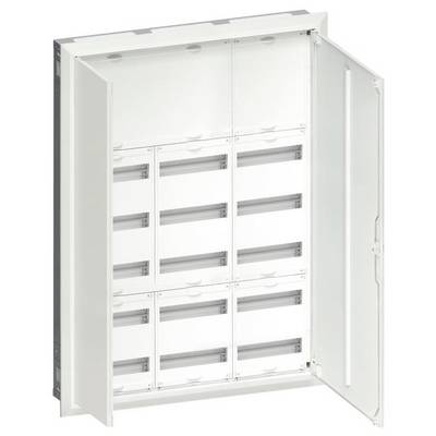 Une armoire électrique ouverte avec plusieurs compartiments et câbles, prête pour l'installation de composants électriques.