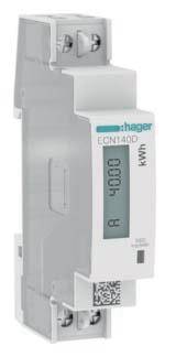 Un compteur d'énergie monophasé de Hager affiche 4000 kWh sur son écran numérique. Appareil de mesure de la consommation électrique.