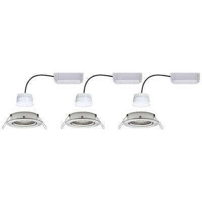 Trois luminaires LED avec boîtiers ronds et drivers externes de couleur grise, reliés par câble.