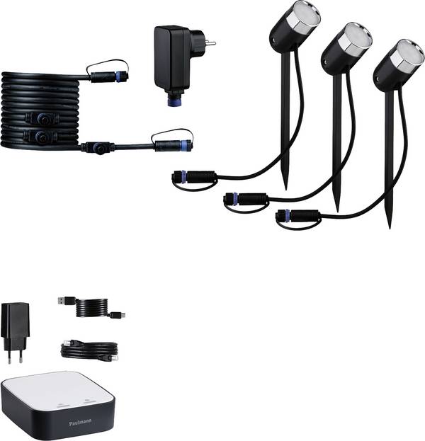 5183 smik Gateway + P&S Pike Set Paulmann Home Pack système domotique   13.5 W RVBB noir, argent